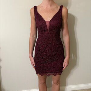 Alyce Paris Burgundy Lace Dress